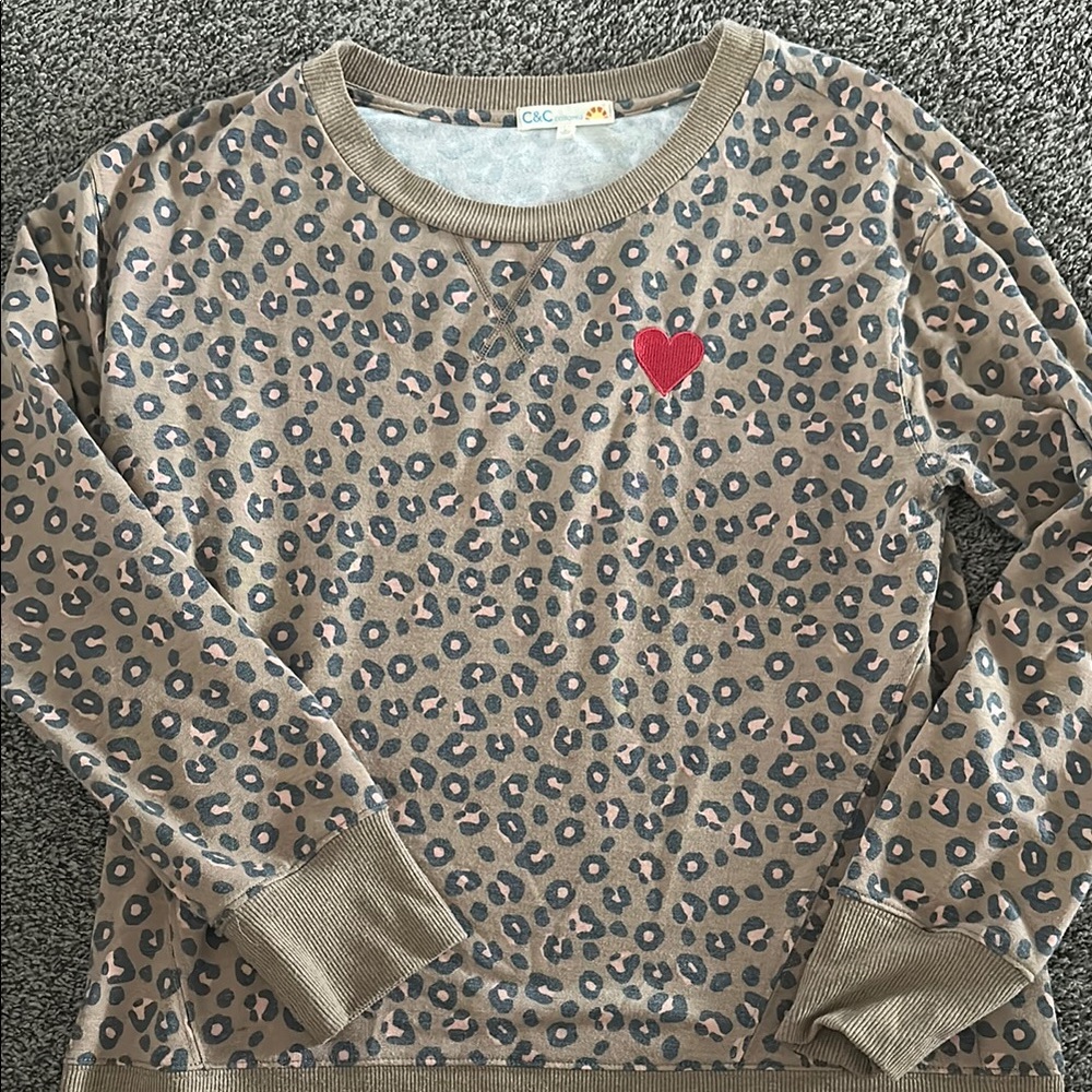 C&C California Brown and Red Crew Neck Sweater